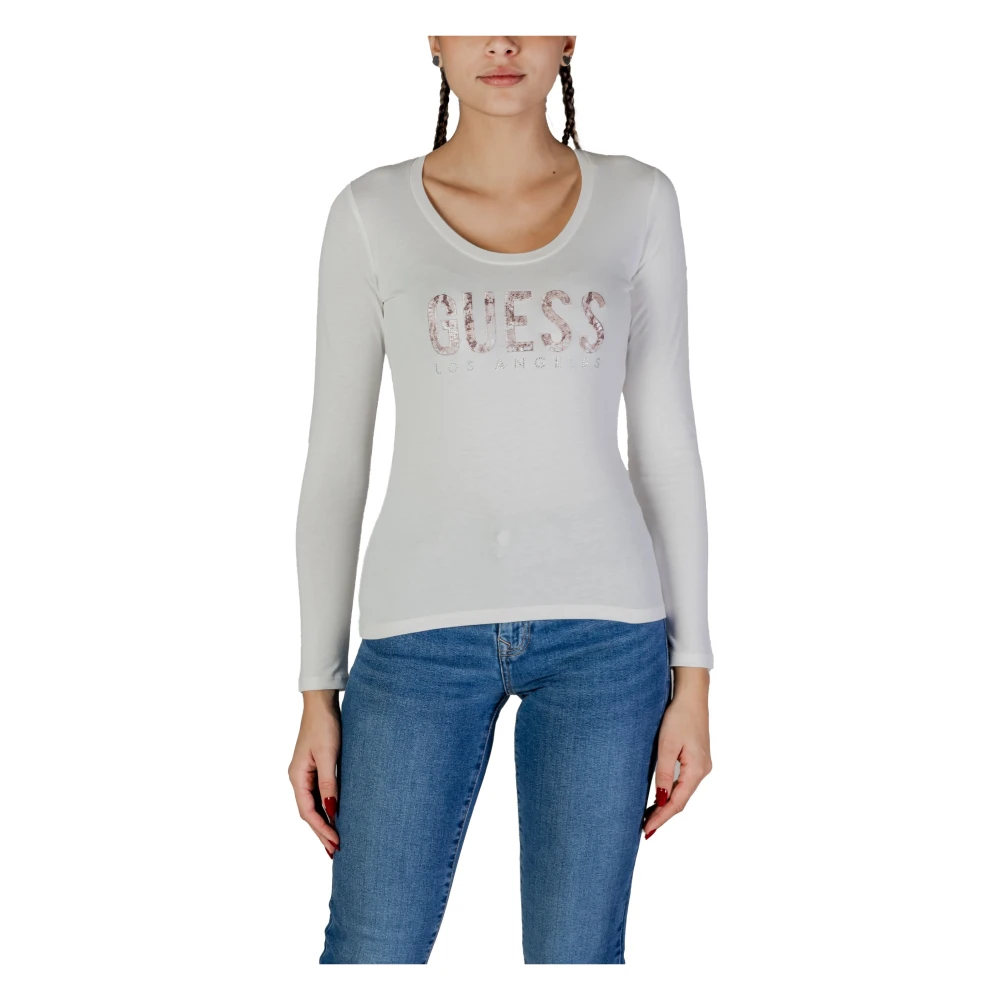 Guess Witte Katoenen Longsleeve Top White Dames