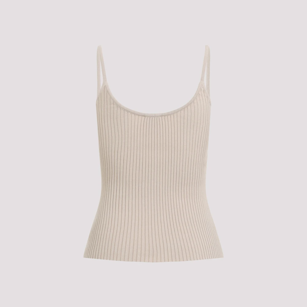 Courrèges Ribgebreide Tanktop Naakt Neutrals Beige Dames