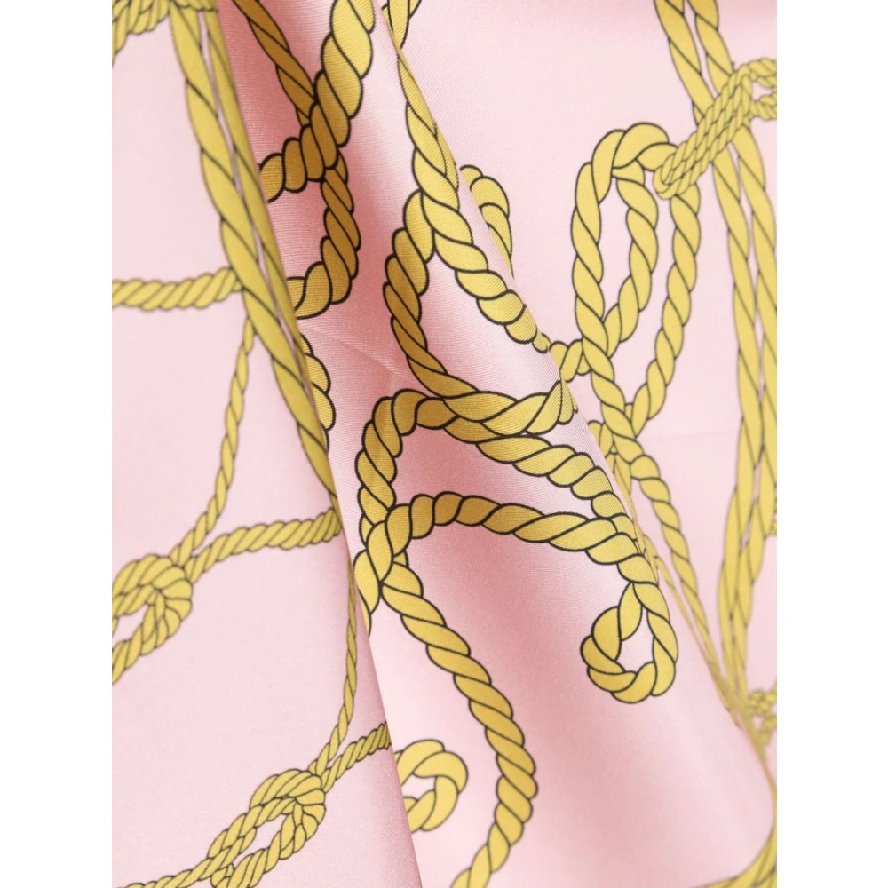 TORY BURCH Roze Zijden Sjaal met Touwknoopprint Multicolor Dames