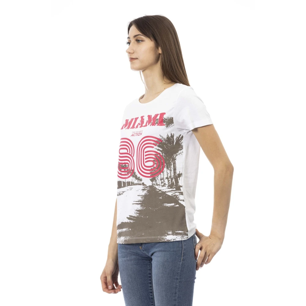Trussardi Casual T-shirt met ronde hals White Dames