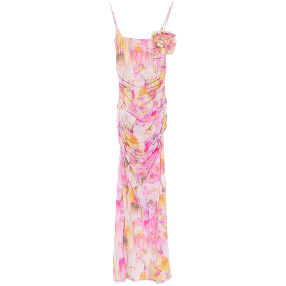 Blumarine Fuchsia Roze Spaghetti Strap Jurk met Broche Pink Dames