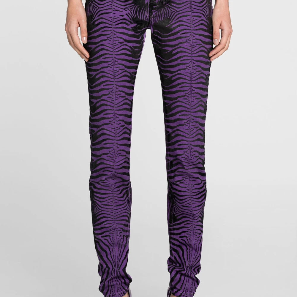 Roberto Cavalli Zebra Slim-Fit Jeans Hoge Taille Purple Dames