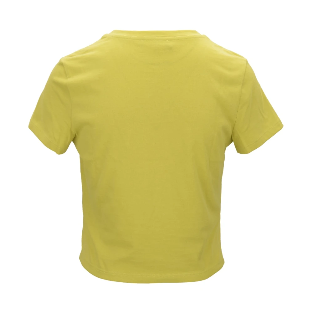 Elisabetta Franchi Gouden Metalen Detail Crop Top Yellow Dames