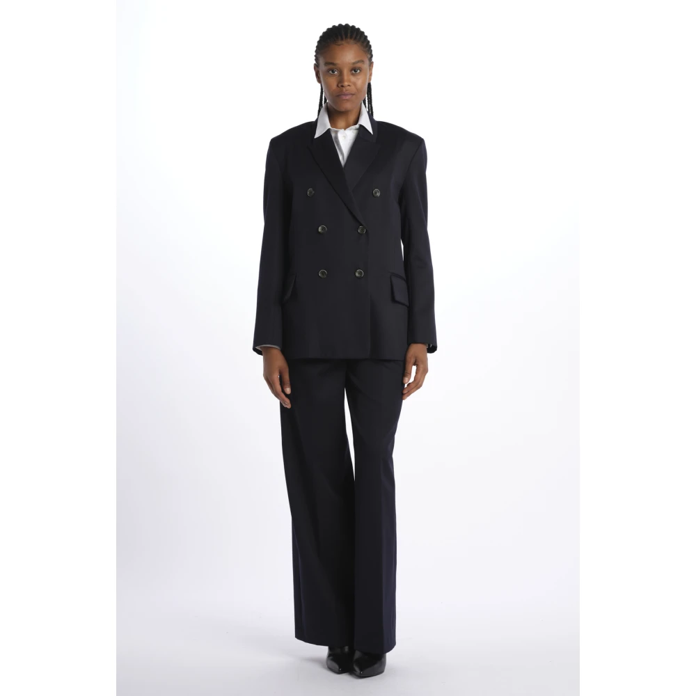Nine In The Morning Blauwe Tartan Double Breasted Blazer Blue Dames