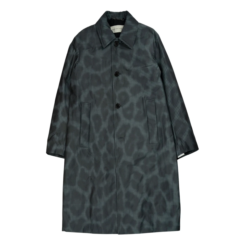 Dries Van Noten Grijze Loose Fit Mac Coat Green Heren