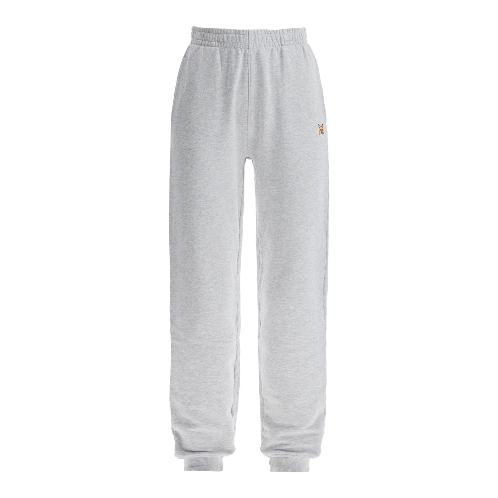 Maison Kitsuné Joggingbroek met Vossenhoofd Borduursel Gray Dames