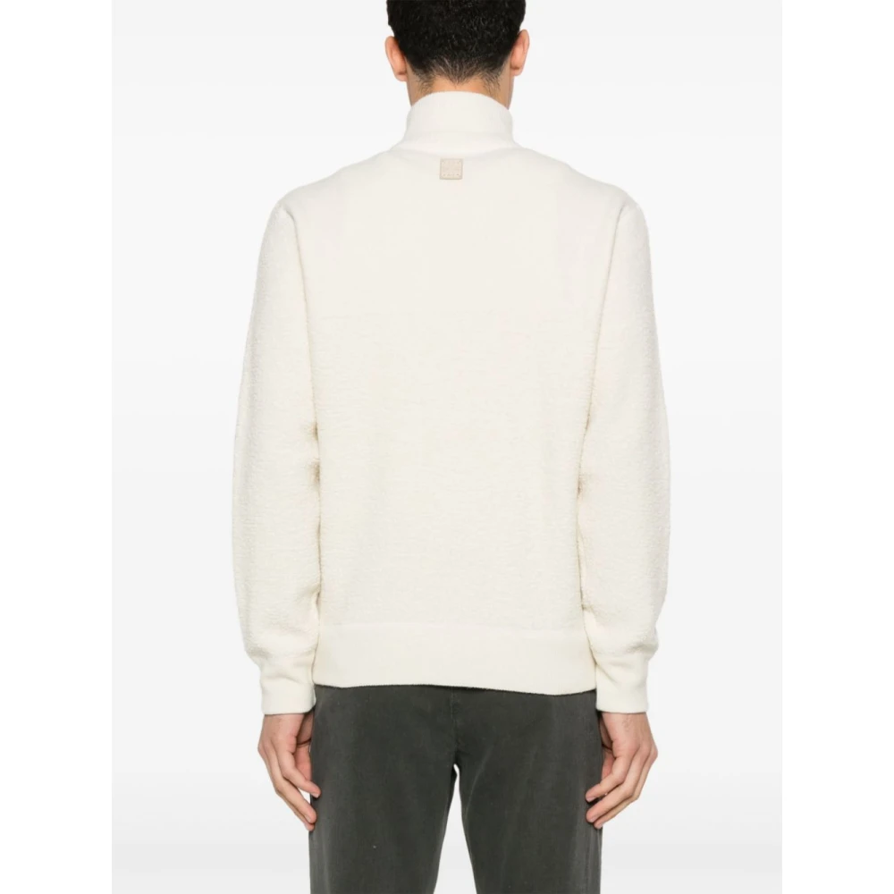 Jacob Cohën Witte Bouclé Rits Sweater White Heren