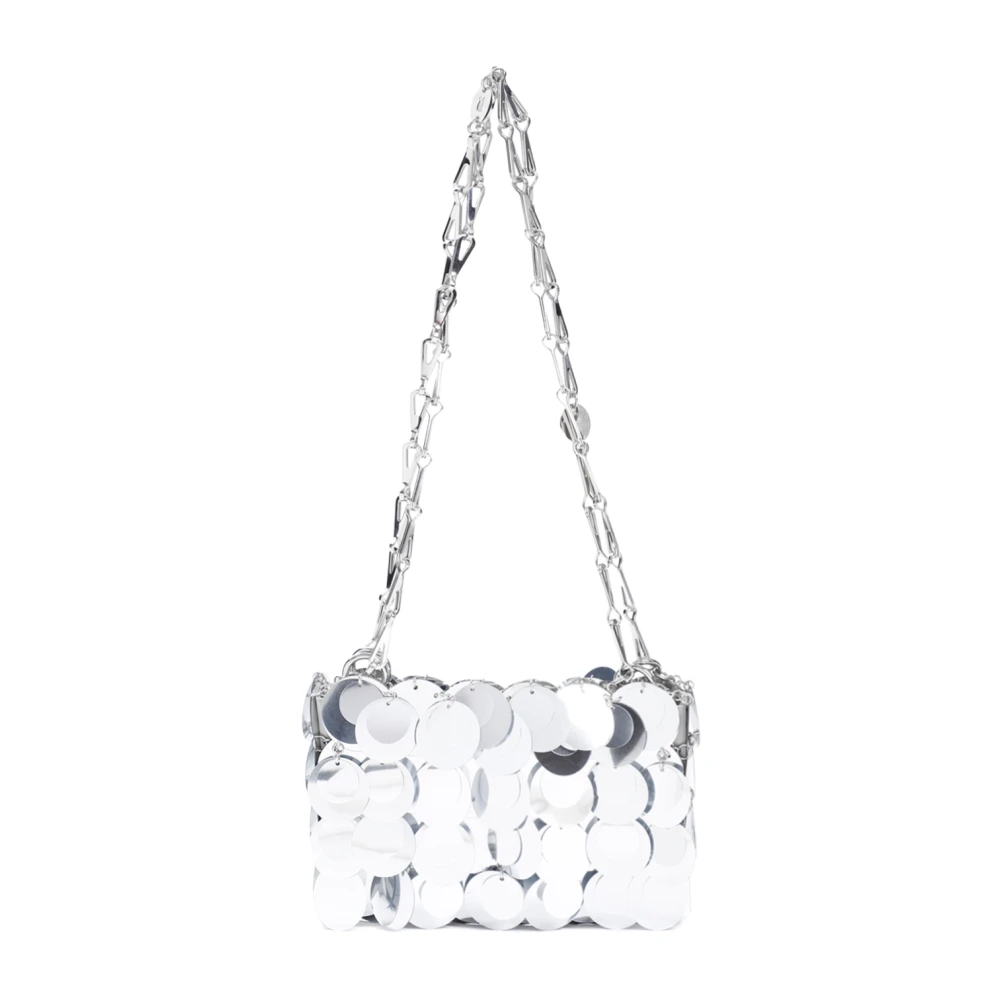 Paco Rabanne Metallic Sparkle Clutch Tas Gray Dames