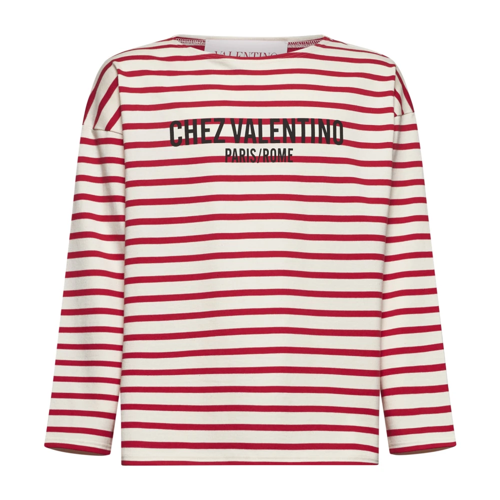 Valentino Smör Färgad Randig Crewneck Tröja Multicolor, Herr