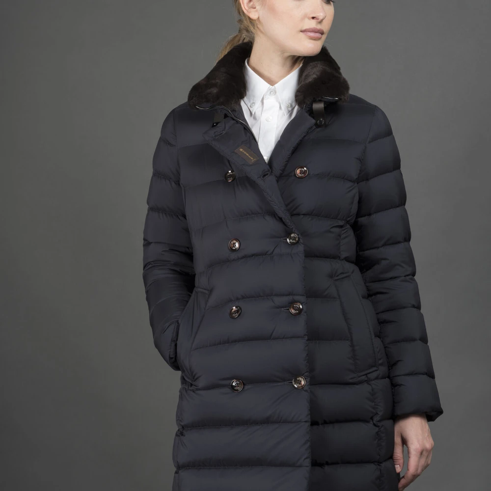Moorer Double-Breasted Ganzendonsjas Acqua-lijn Blue Dames