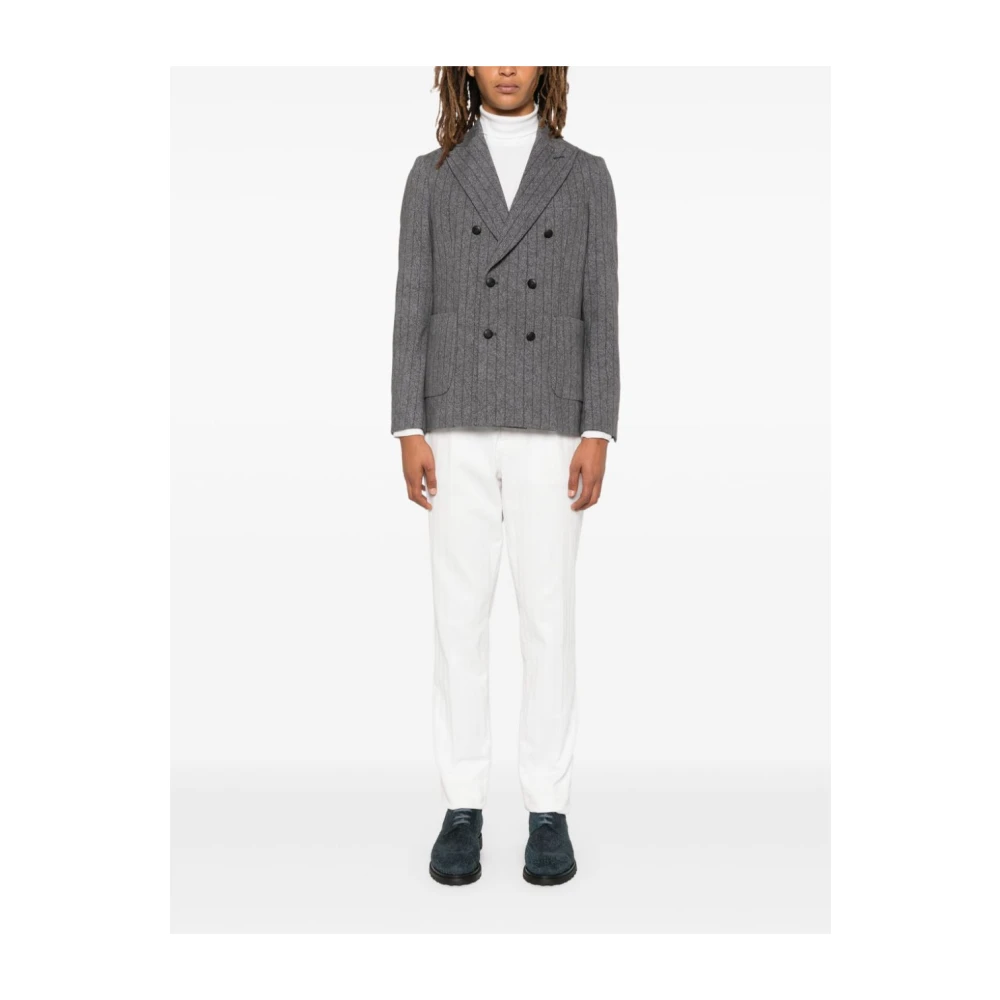 Circolo 1901 Grijze Fleece Diagonale Streep Jas Gray Heren