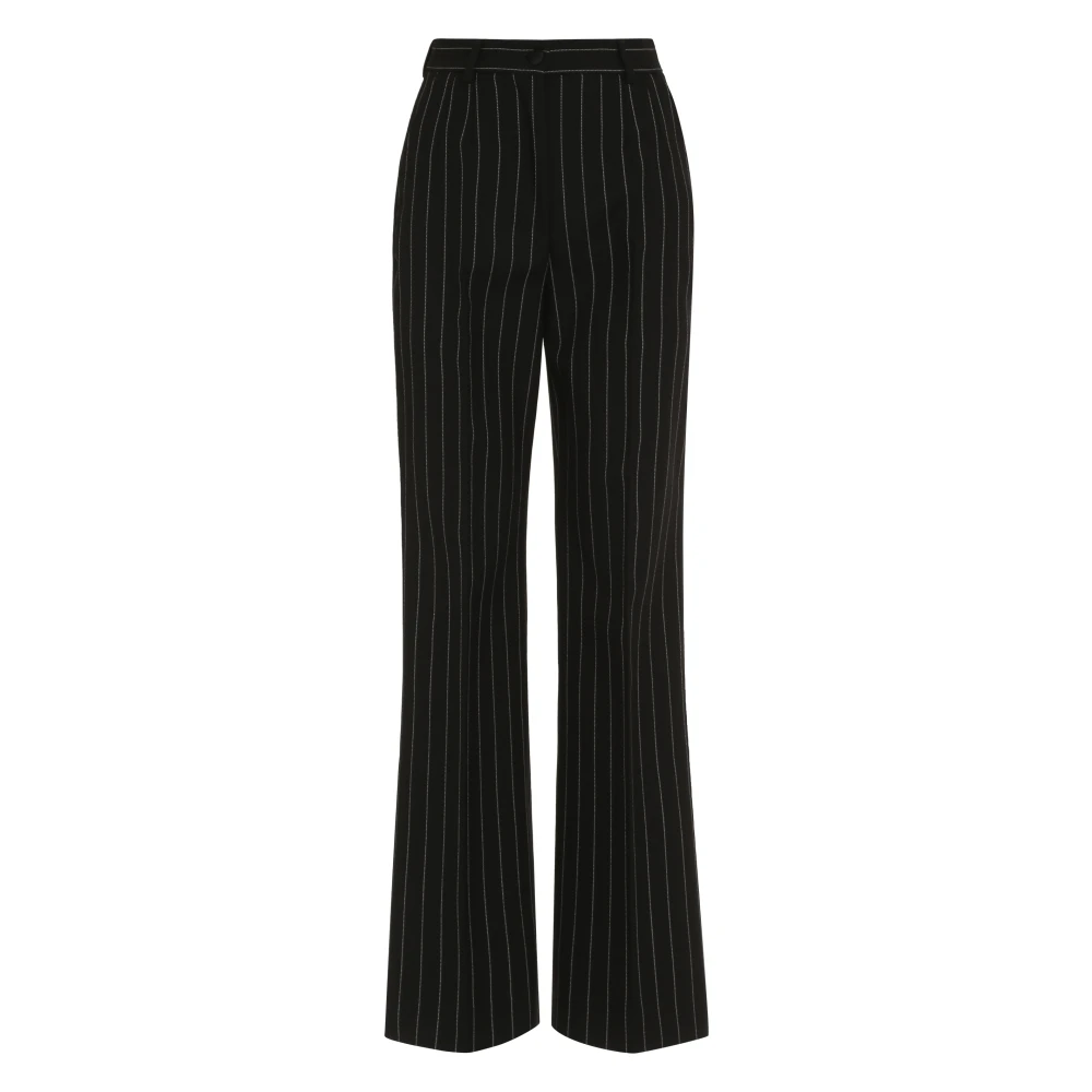 Dolce & Gabbana Pin-striped Wool Trousers Black Dames