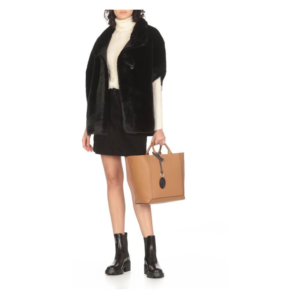 TOD'S Bruine Leren Winkelmand met Vier Handvatten Brown Dames