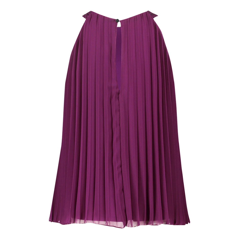 Vera Mont Geplooid mouwloos blouse top Purple Dames