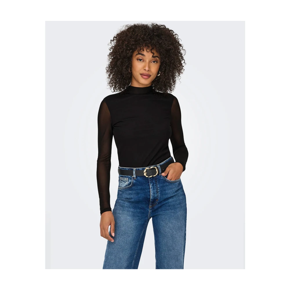 Only Mesh Life Lange Mouw Top Black Dames