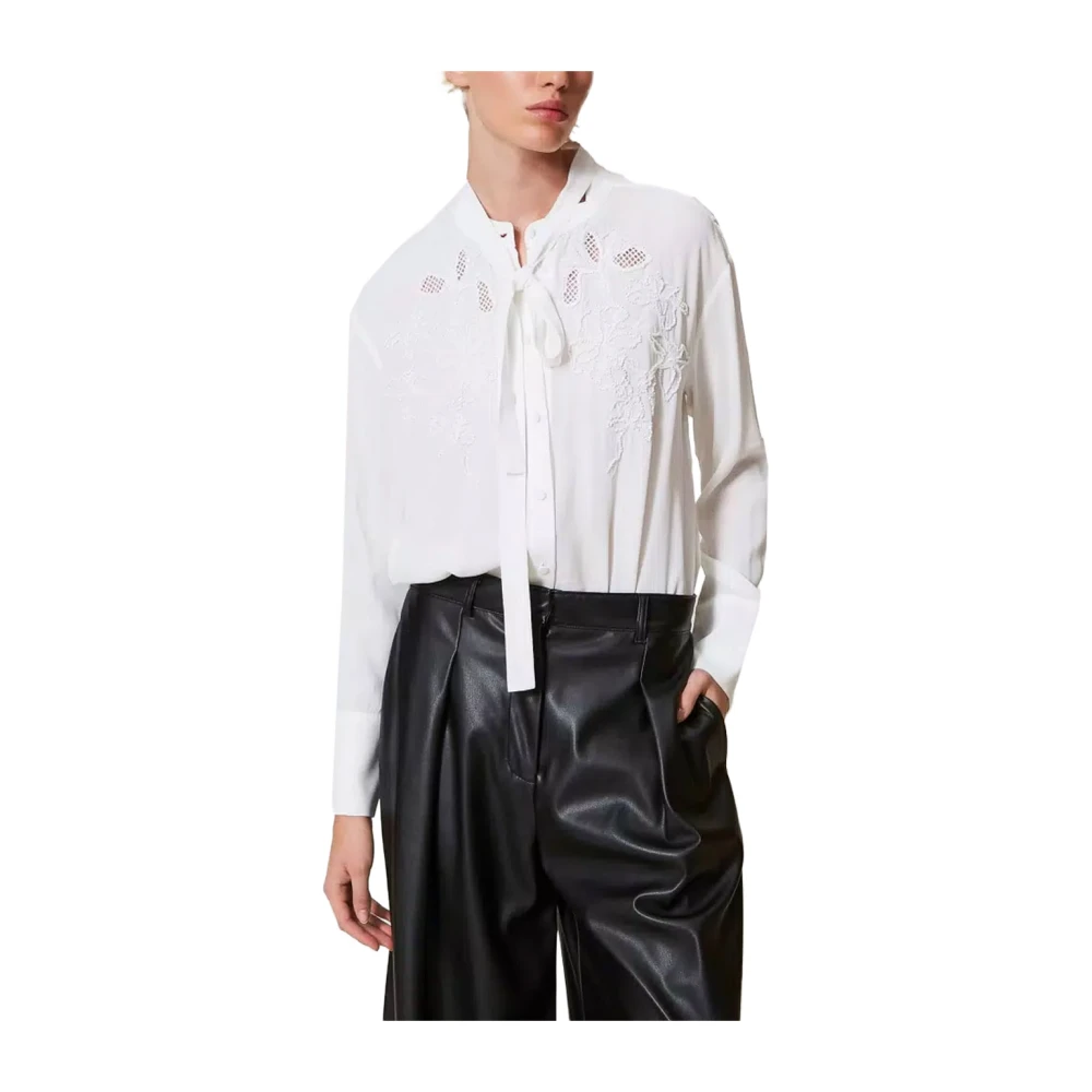 Twinset Geborduurde Viscose Shirt White Dames