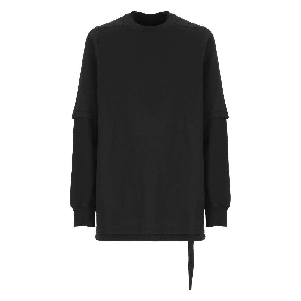 Rick Owens Zwarte Katoenen Sweatshirt Ronde Hals Lange Mouwen Black Heren