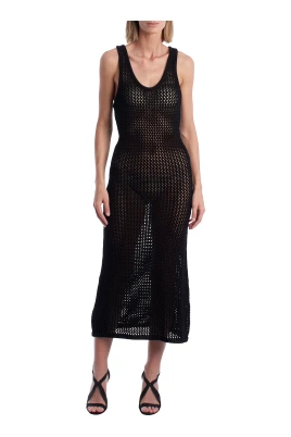 Mesh Stickad Ärmlös Klänning