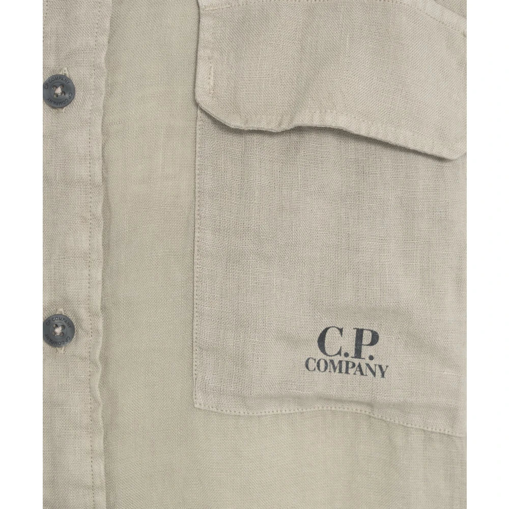 C.P. Company Grijze Linnen Overhemd met Verfijnde Details Gray Heren