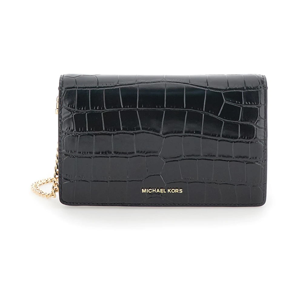 Michael Kors Zwarte Crossbody Tas met Flap Ketting Black Dames