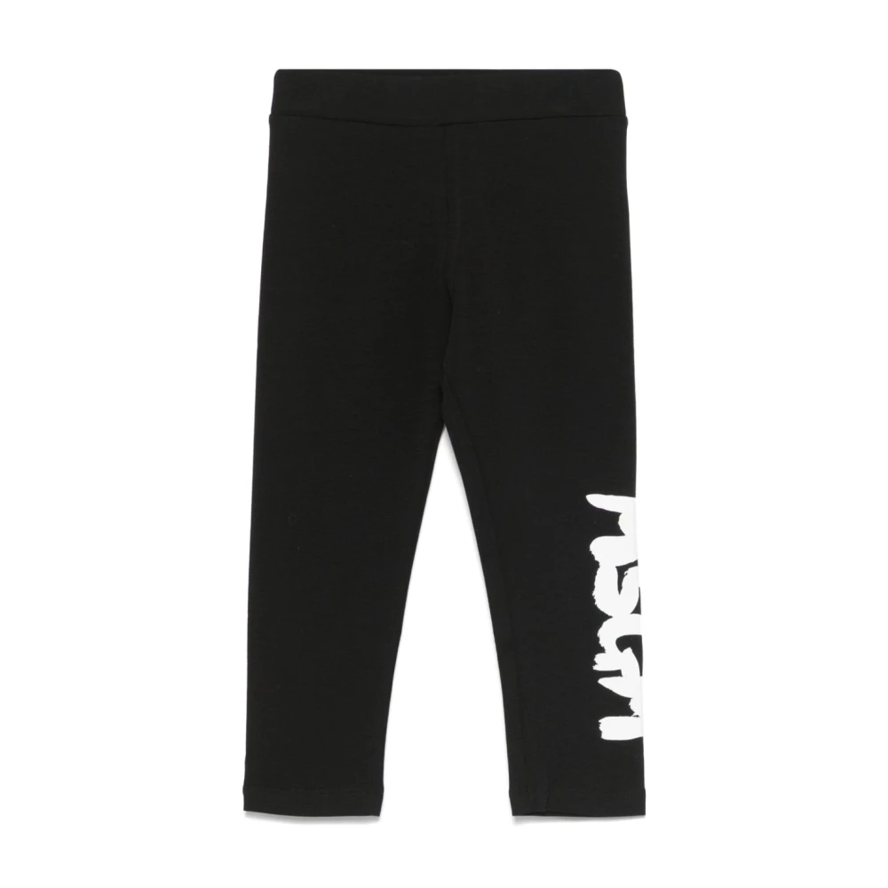 Msgm Girls Black Leggings, 12 Y, Stylish Trousers