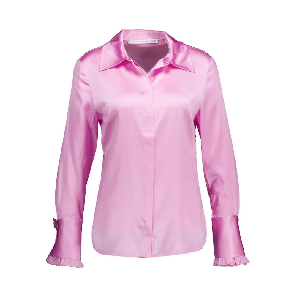 Herzen's Angelegenheit Zijden en elastane blouse met ruches Pink Dames