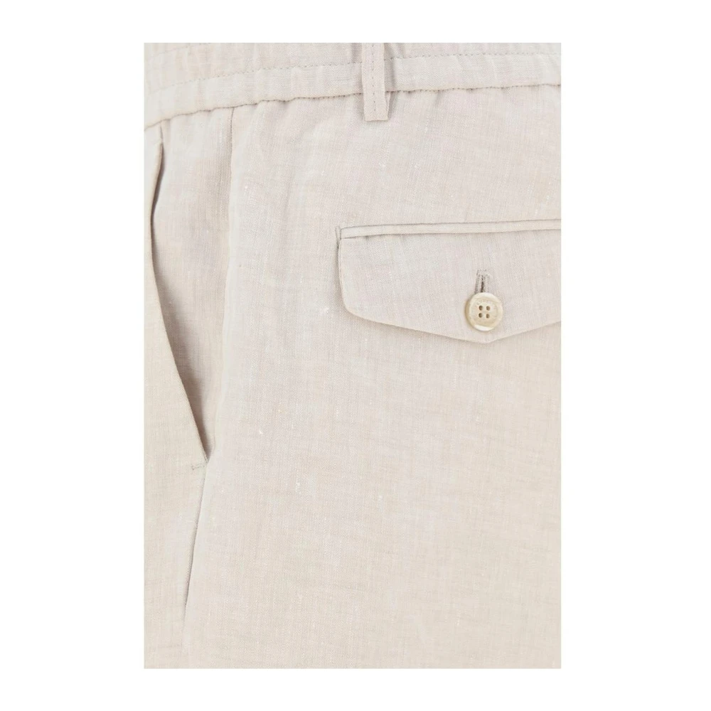 BRUNELLO CUCINELLI Elastische Linnen Shorts met Zakdetails White Heren