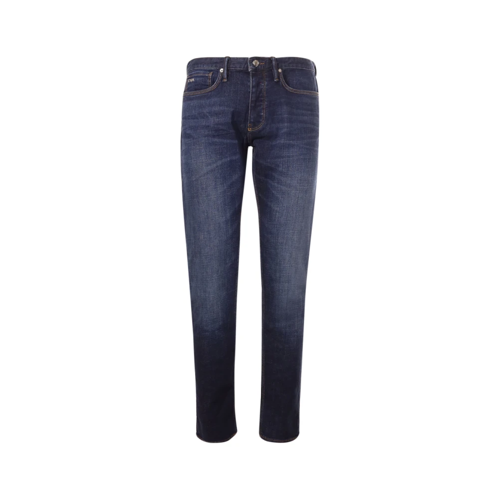 Emporio Armani Blauwe Slim Fit Jeans met Logo Blue Heren
