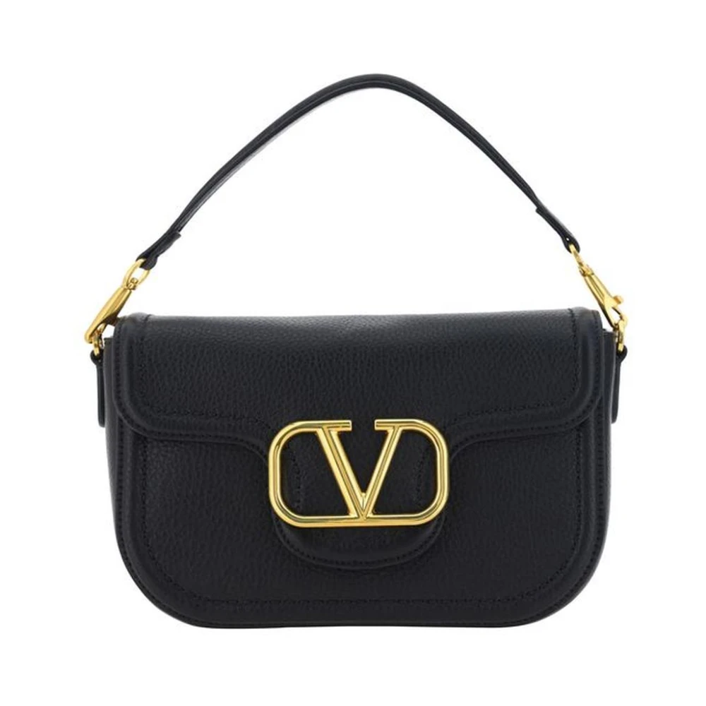 Valentino Garavani Kalfsleren Handtas met Magneetsluiting Black Dames