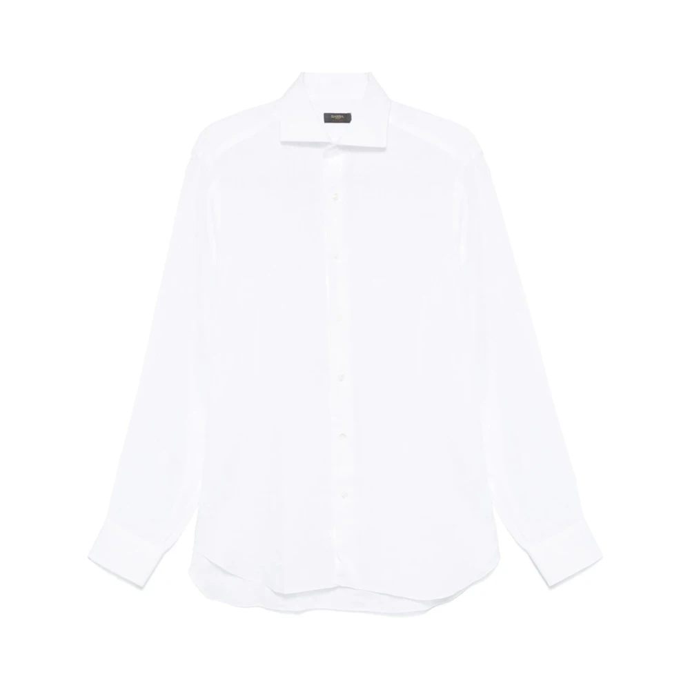 Barba Witte Overhemd met Spreidkraag White Heren
