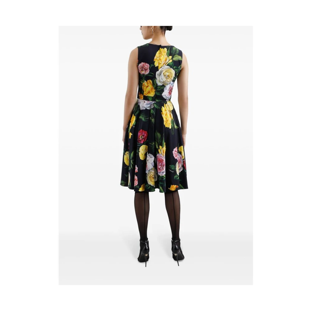 Dolce & Gabbana Bloemenprint V-hals Mouwloze Jurk Multicolor Dames
