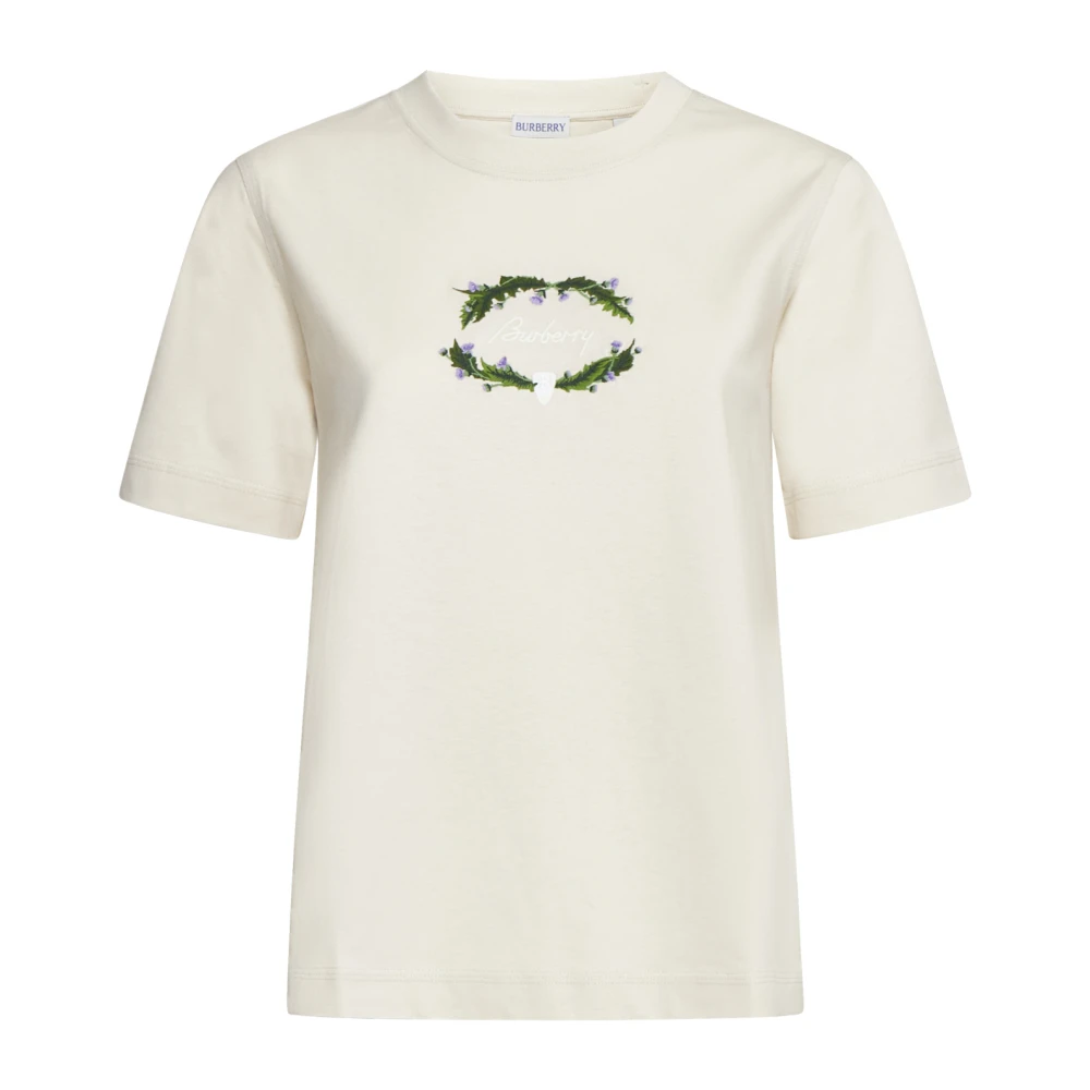 Burberry Multicolor Logo Crew Neck T-shirt White Dames