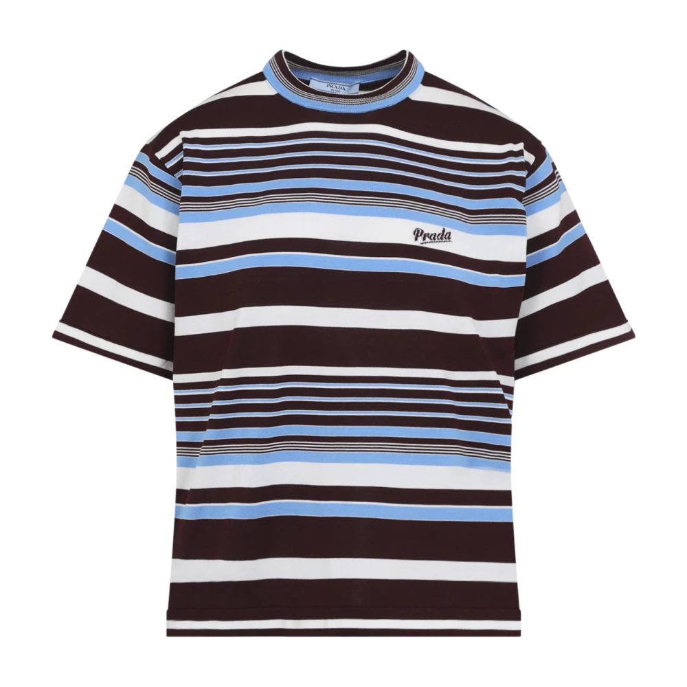 Prada , T-Shirts, Female, Multicolor, S, Striped Cotton Crew-Neck Jumper