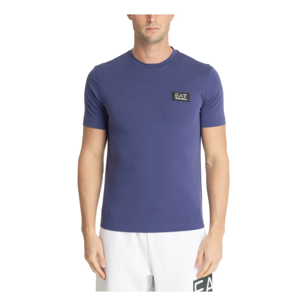 Emporio Armani EA7 Effen Logo T-shirt Blue Heren