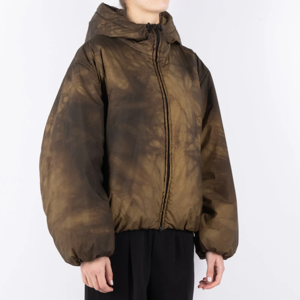 Acne Studios Beige Zwart Nylon Jas Brown Dames