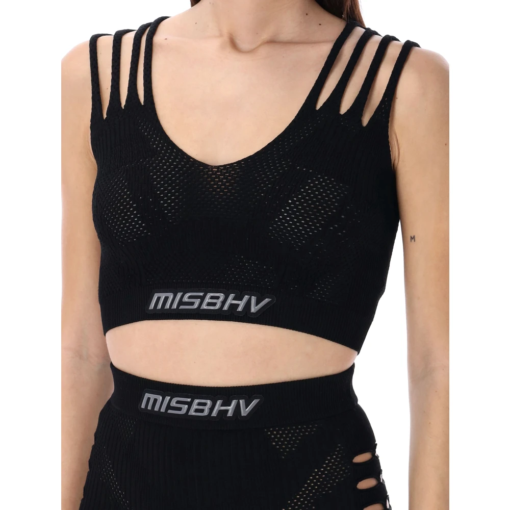 Misbhv Zwarte Mesh Crop Top Aw24 Black Dames