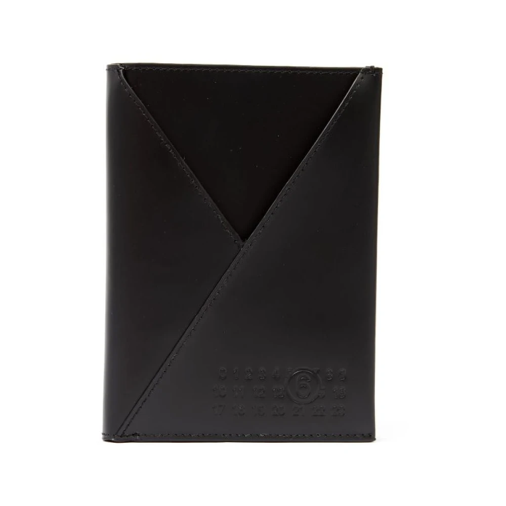 MM6 Maison Margiela Zwarte leren paspoortportemonnee met drukknoop Black Heren