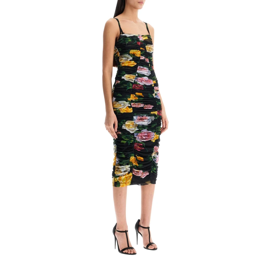 Dolce & Gabbana Elegante Bloemen Midi Jurk Multicolor Dames