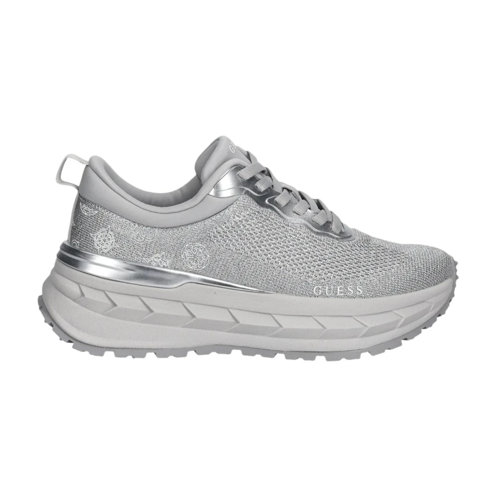 Guess Women's Gray Sneakers, 4 Uk, Runit3 Trainers