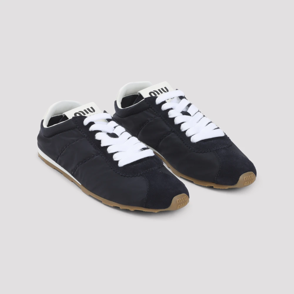 Miu Miu Plume Technical Fabric And Suede Trainers - Female - Sneakers - Blue - 6 Uk - Shoes - Image 3