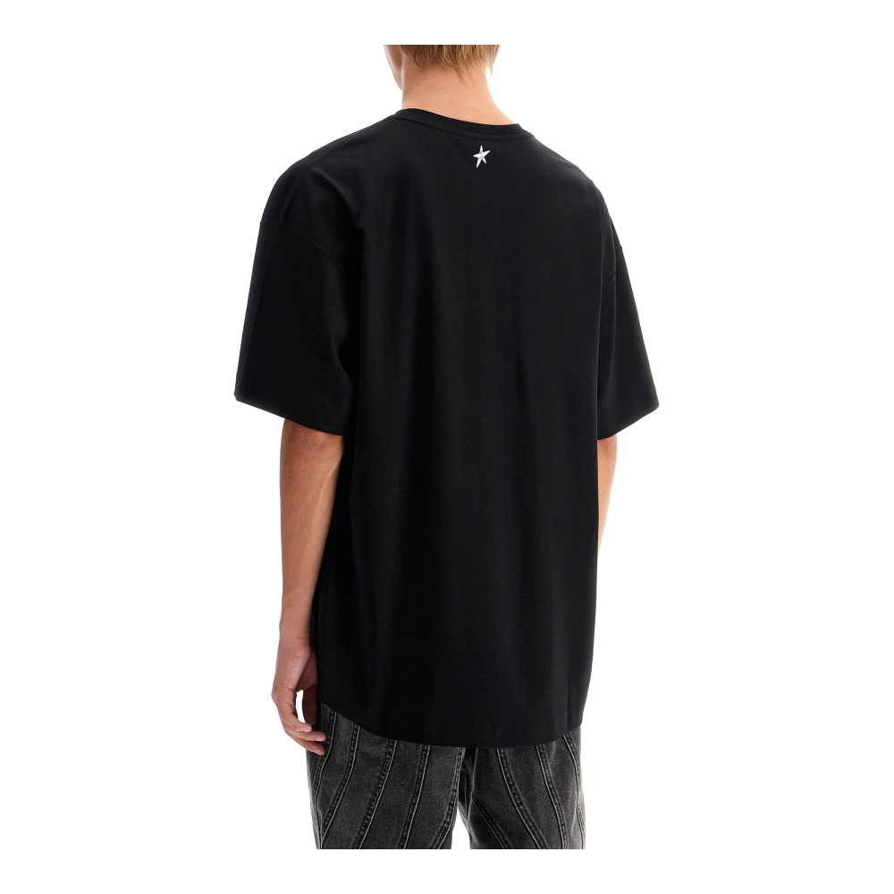 Mugler Oversized Crew Neck T-Shirt met Piercing Black Heren