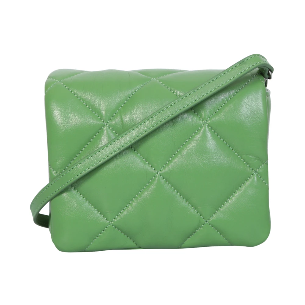 Stand Studio Liten grön väska med vikbar topp och diamantquiltning Green, Dam