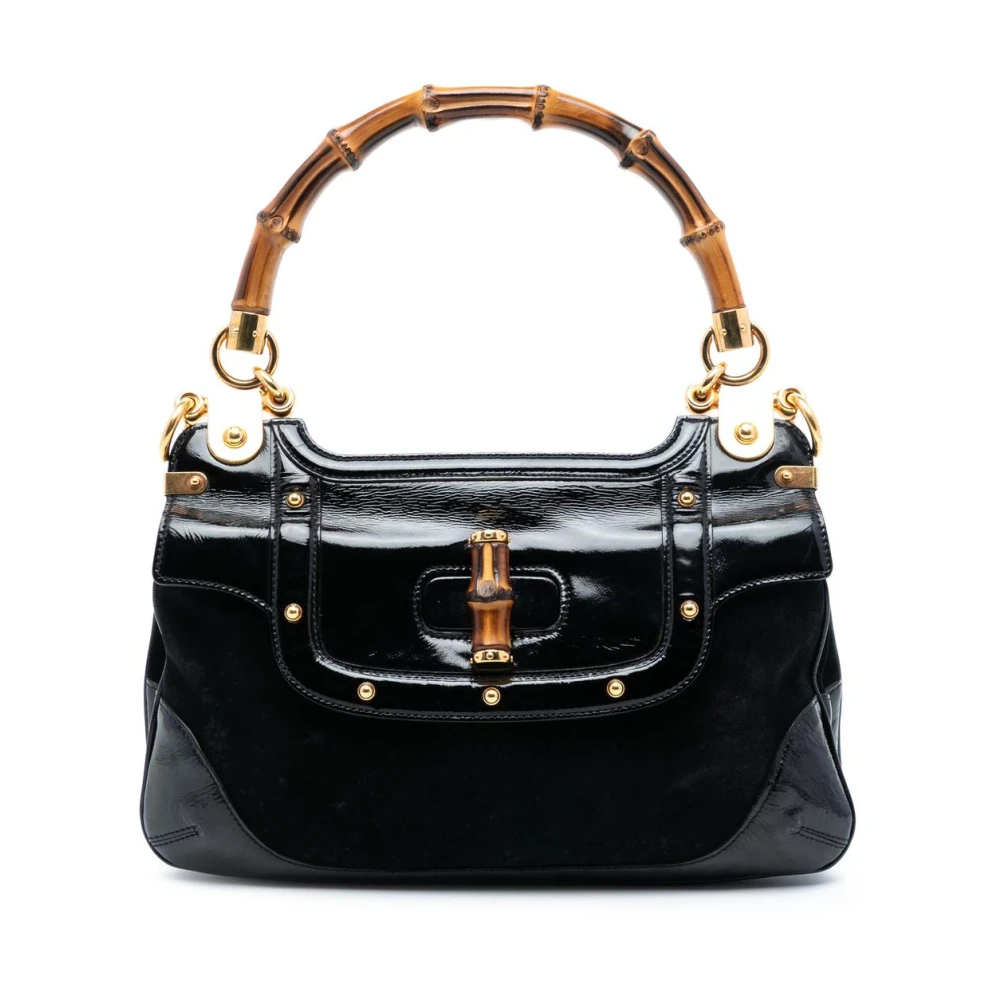Gucci Vintage Women's Black Pre-Owned Vintage Bamboo Top Handle Satchel Bag