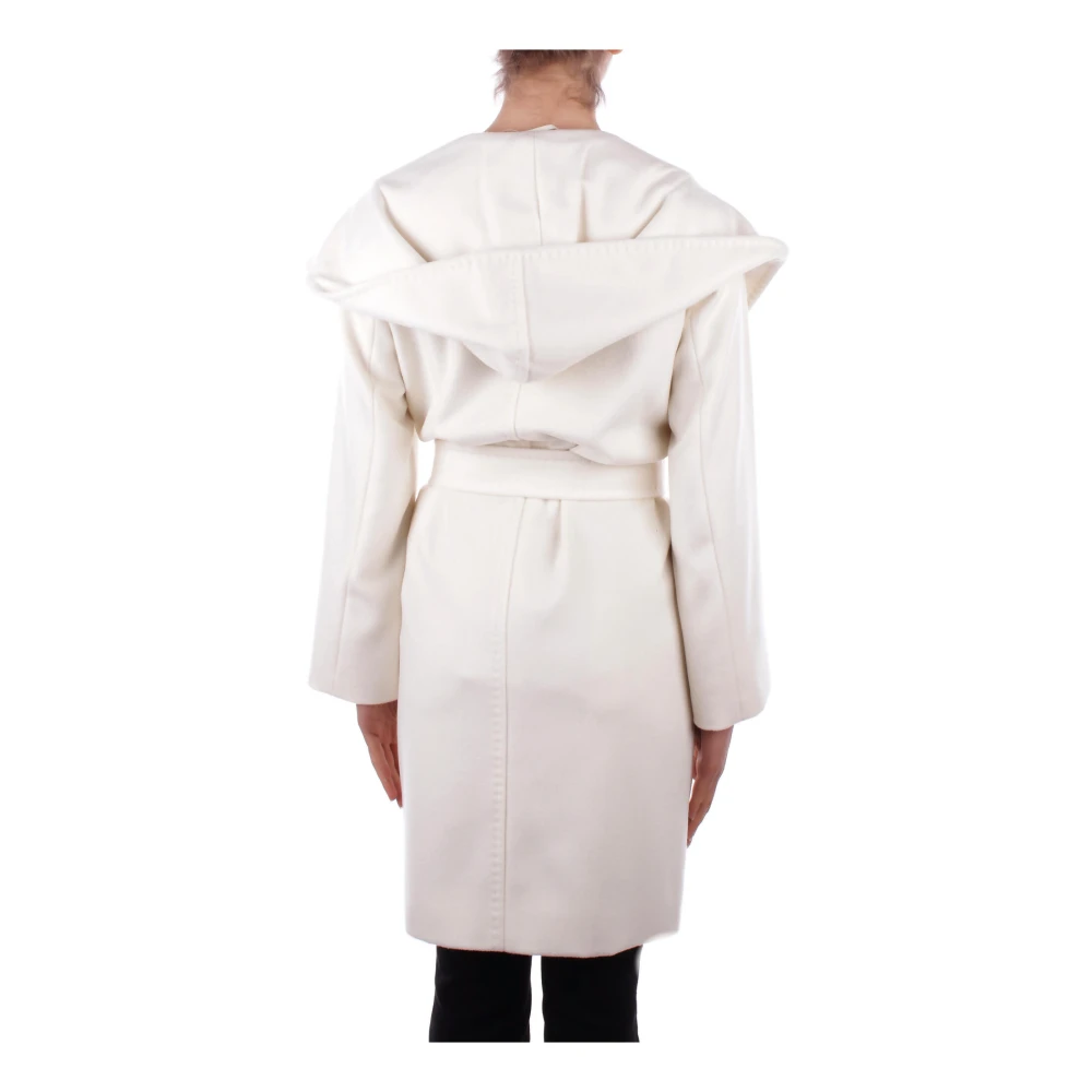 Max Mara Wollen jas met capuchon en zakken White Dames