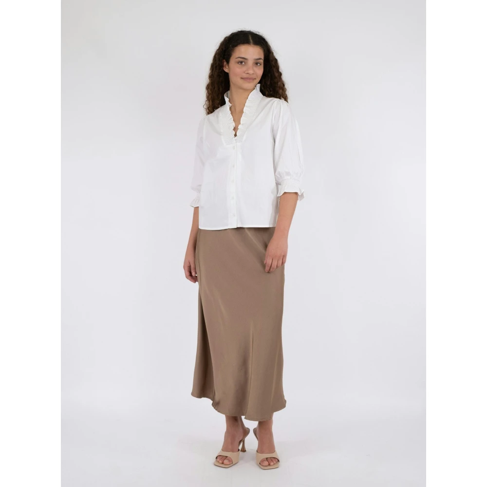 NEO NOIR Witte Poplin Blouse met Ruchedetails White Dames
