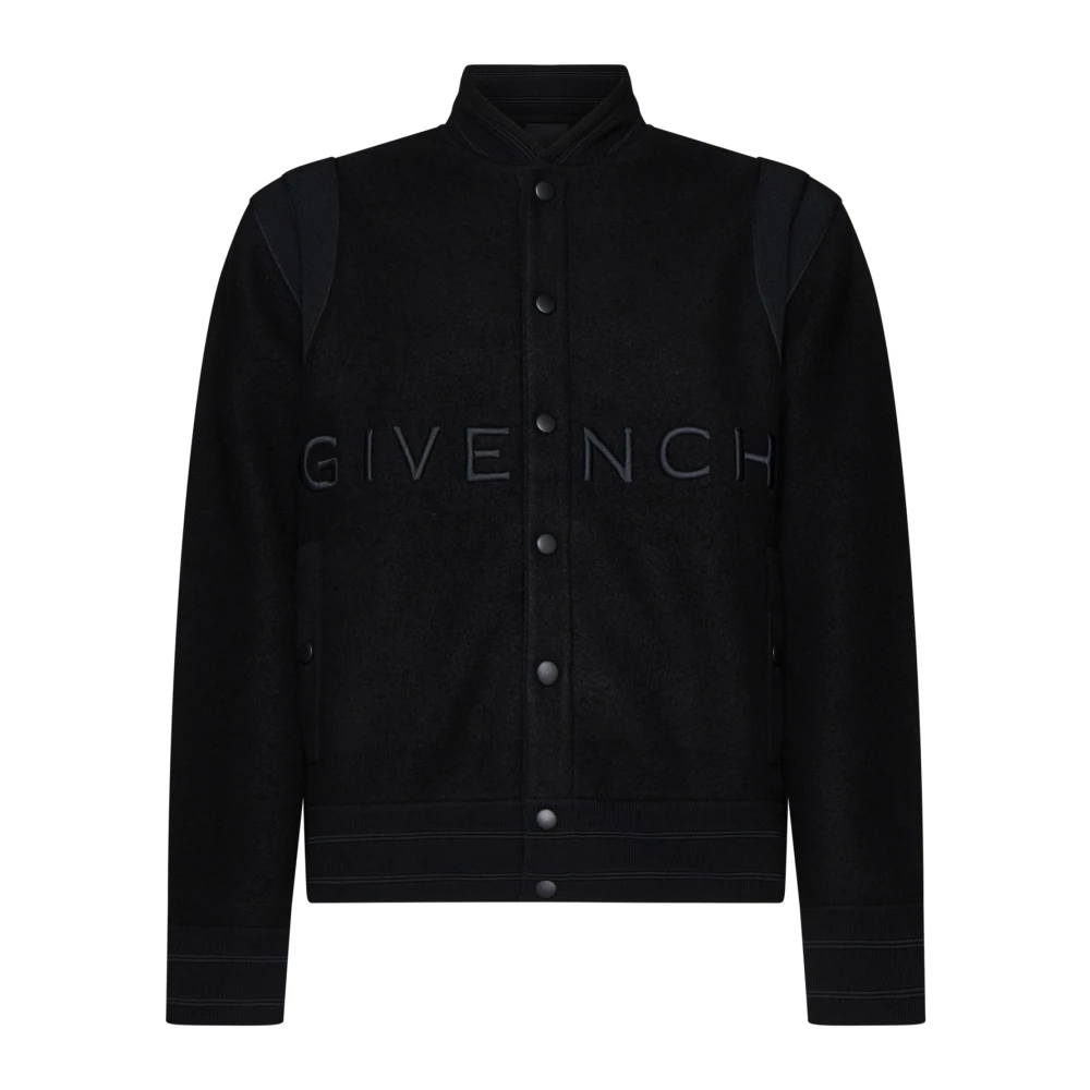 Givenchy Svarta Kappor med Vit/Blå Accent Black, Herr