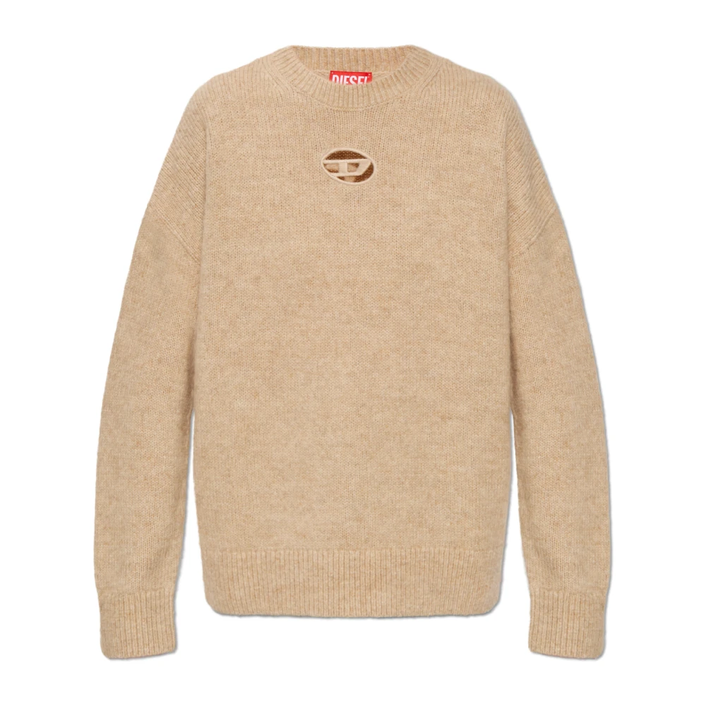 Diesel Kvinno Beige Stickade Tröjor Dam, M, M-Areeta Sweater