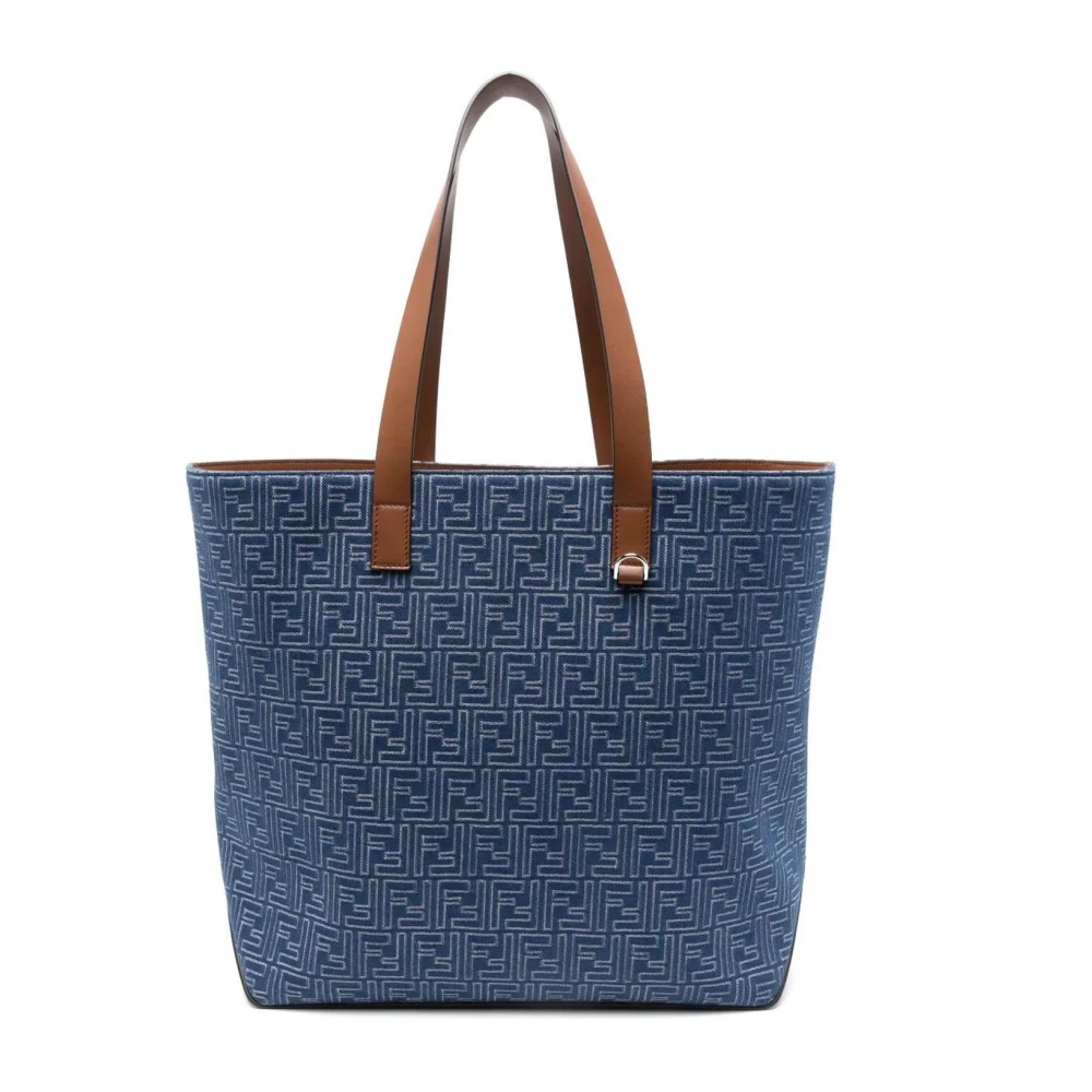 Fendi Men's Blue Ff Jacquard Tote Bag - Shopping Bags - One Size - Bags
