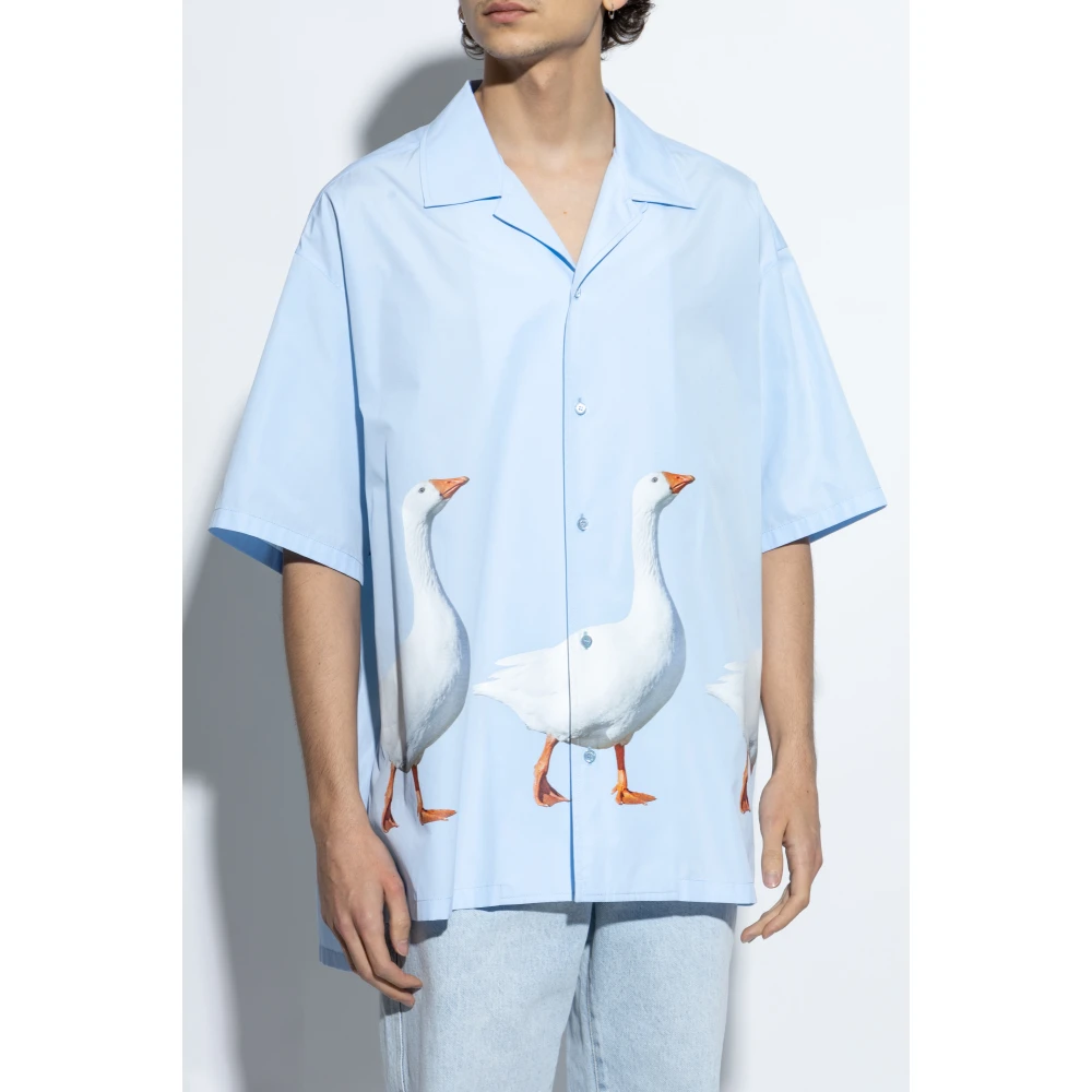 Moschino Shirt met dierenprintmotief Blue Heren