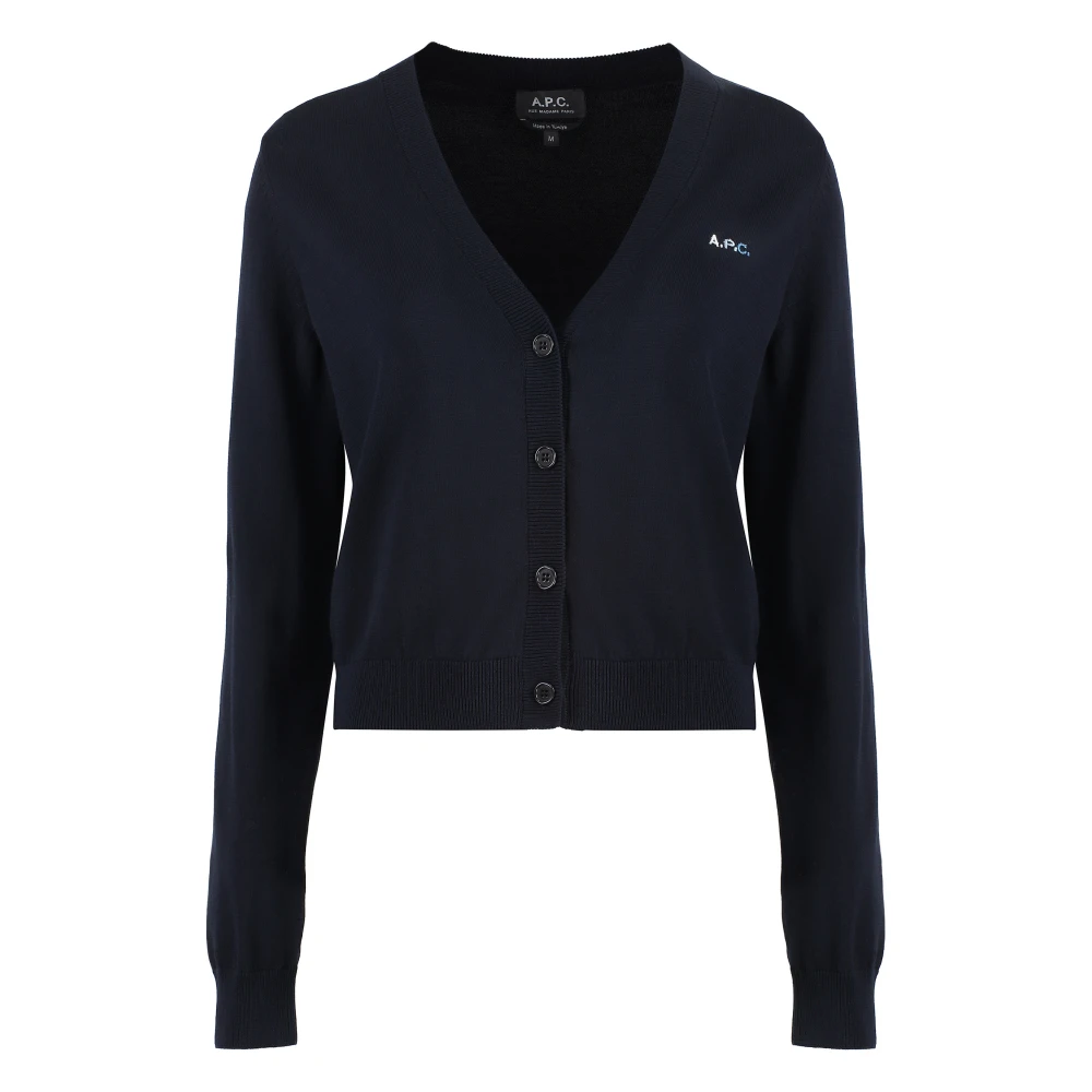A.p.c. Logo Detail Katoenen Vest Blue Dames